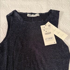 Zara Glittery Midnight Sleeveless Top